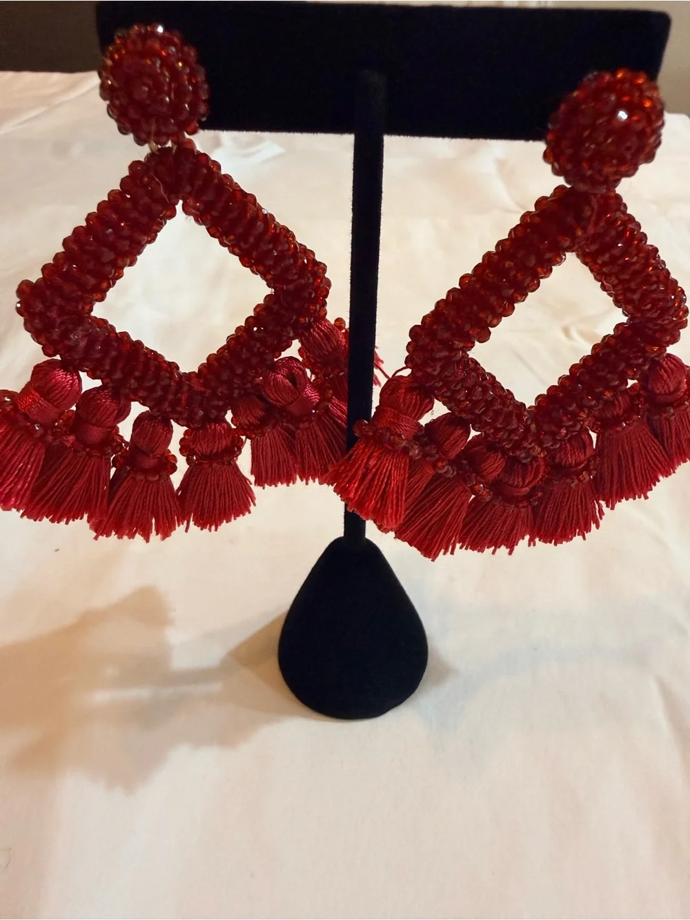 BaubleBar Red Beaded Tassel Statement Earrings